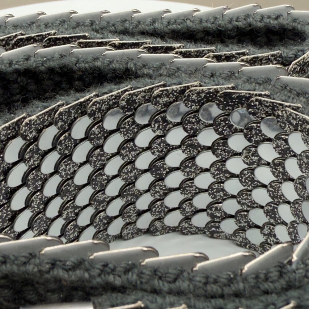 Vintage Women's Belt Small Medium Silver Fish Scale Metal Stretch Floral Buckle - Picture 4 of 15